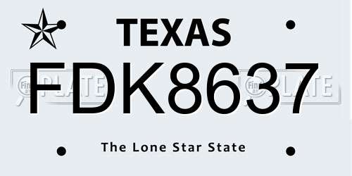 FDK8637 Texas License Plate