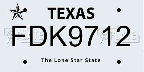 FDK9712 Texas License Plate