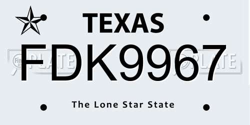 FDK9967 Texas License Plate
