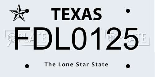 FDL0125 Texas License Plate