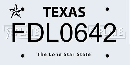FDL0642 Texas License Plate