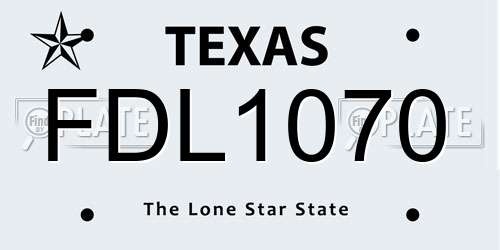 FDL1070 Texas License Plate