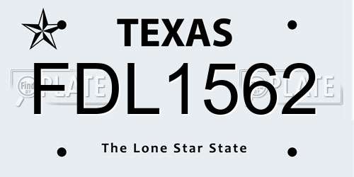 FDL1562 Texas License Plate