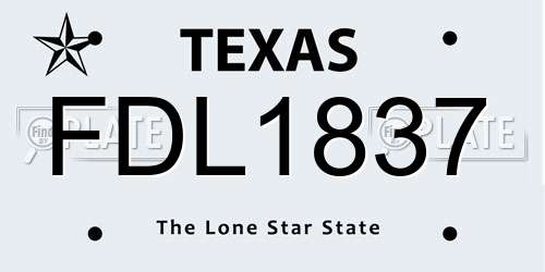FDL1837 Texas License Plate