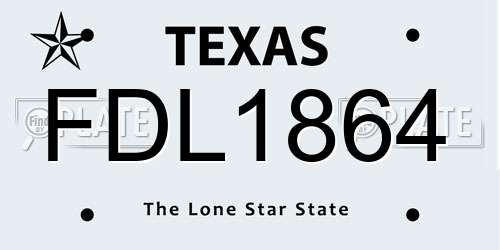 FDL1864 Texas License Plate