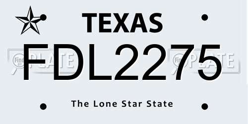 FDL2275 Texas License Plate