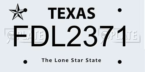 FDL2371 Texas License Plate
