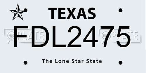 FDL2475 Texas License Plate