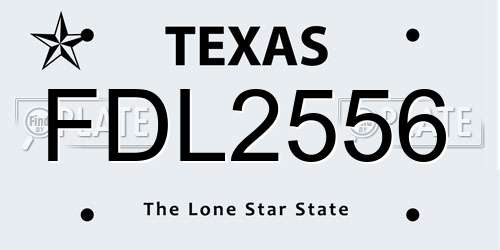 FDL2556 Texas License Plate