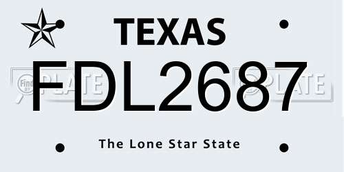 FDL2687 Texas License Plate