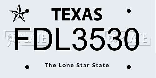 FDL3530 Texas License Plate