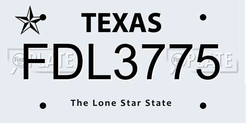FDL3775 Texas License Plate