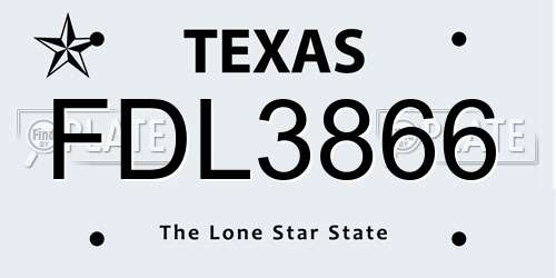 FDL3866 Texas License Plate