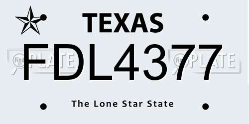 FDL4377 Texas License Plate