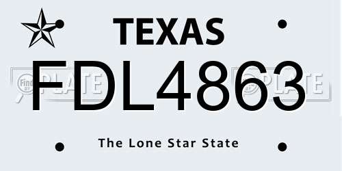 FDL4863 Texas License Plate