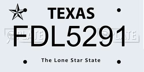 FDL5291 Texas License Plate