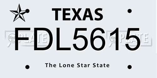 FDL5615 Texas License Plate
