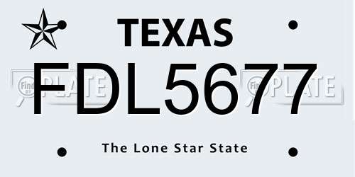 FDL5677 Texas License Plate