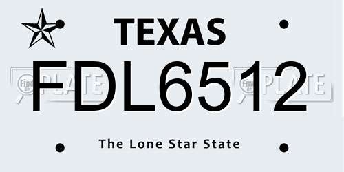 FDL6512 Texas License Plate