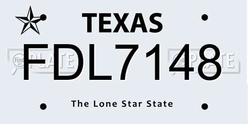 FDL7148 Texas License Plate