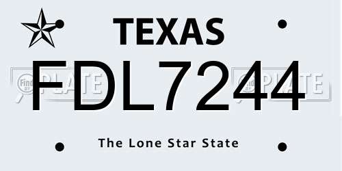 FDL7244 Texas License Plate