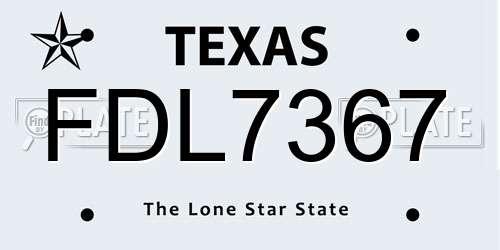 FDL7367 Texas License Plate