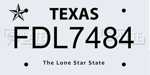 FDL7484 Texas License Plate