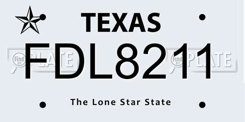 FDL8211 Texas License Plate