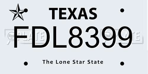 FDL8399 Texas License Plate
