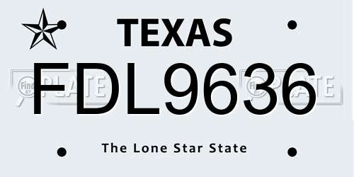 FDL9636 Texas License Plate