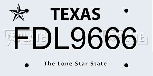 FDL9666 Texas License Plate
