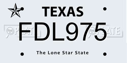 FDL975 Texas License Plate