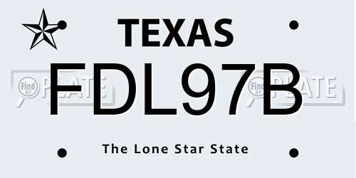FDL97B Texas License Plate