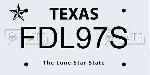 FDL97S Texas License Plate