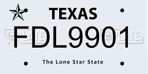 FDL9901 Texas License Plate