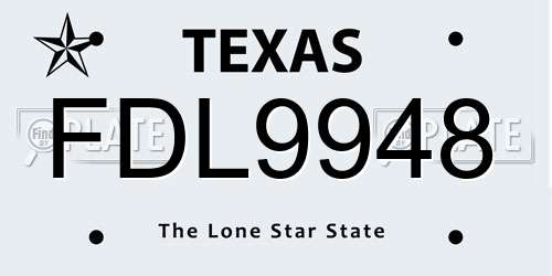FDL9948 Texas License Plate