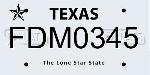 FDM0345 Texas License Plate