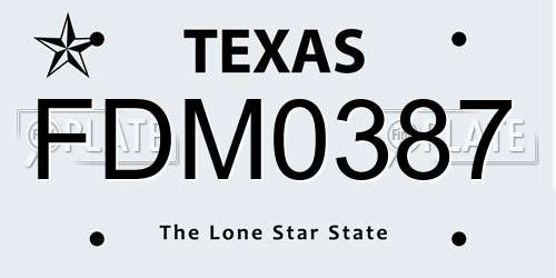 FDM0387 Texas License Plate