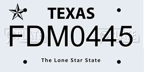 FDM0445 Texas License Plate