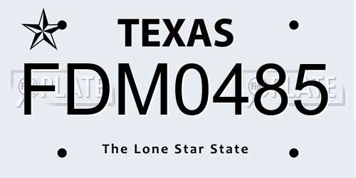 FDM0485 Texas License Plate