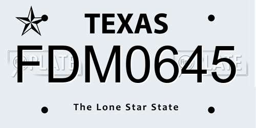 FDM0645 Texas License Plate