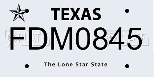FDM0845 Texas License Plate