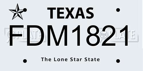 FDM1821 Texas License Plate