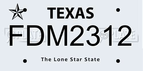 FDM2312 Texas License Plate
