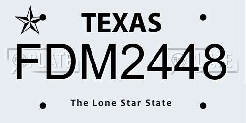 FDM2448 Texas License Plate