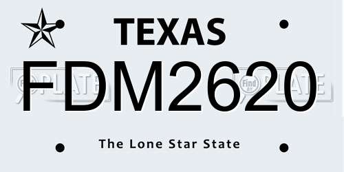 FDM2620 Texas License Plate