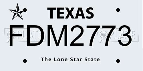 FDM2773 Texas License Plate