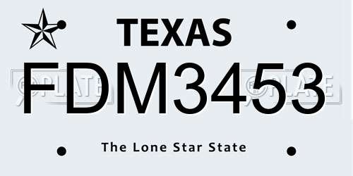 FDM3453 Texas License Plate