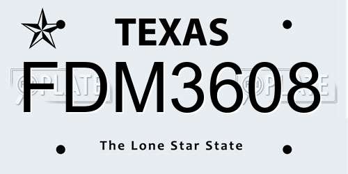 FDM3608 Texas License Plate