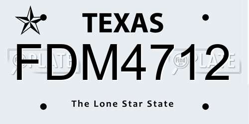 FDM4712 Texas License Plate